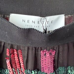 Sequin Embellished Midi Skirt - Black and Pink